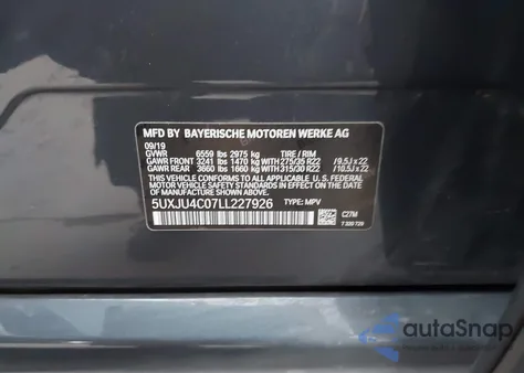 2020 BMW X5 M50I z USA, uszkodzony, nr VIN 5UXJU4C07LL227926